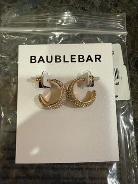 BaubleBar Gold Crystal Crescent Earrings